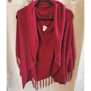 Chico's Rich Red Fringe Cardigan